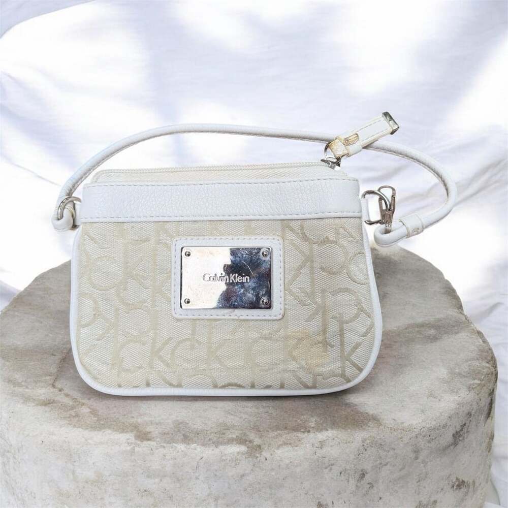 Calvin Klein White Monogram Leather Mini Bag